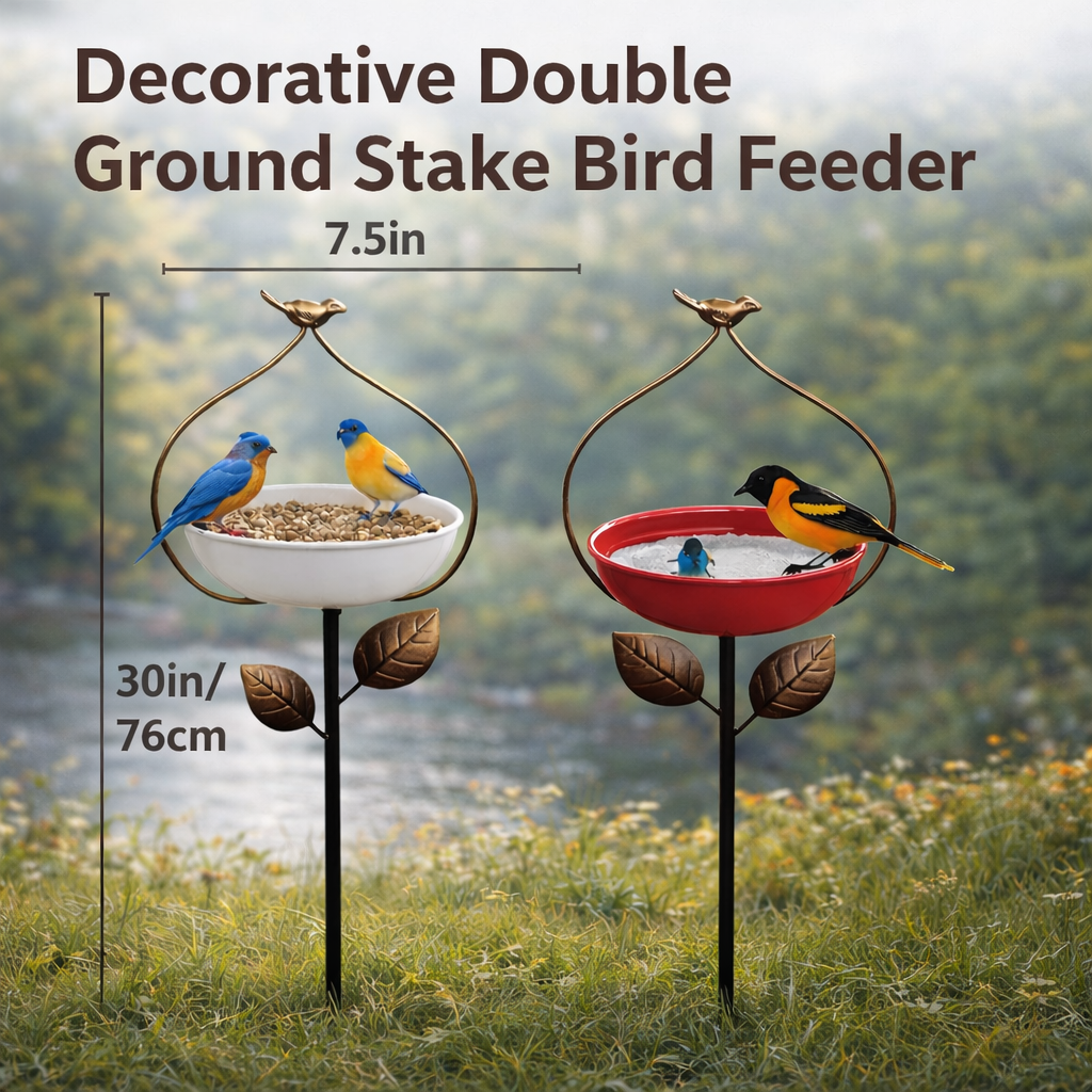 Outdoor Heavy-Duty Metal Bird Feeder & Bird Bath
