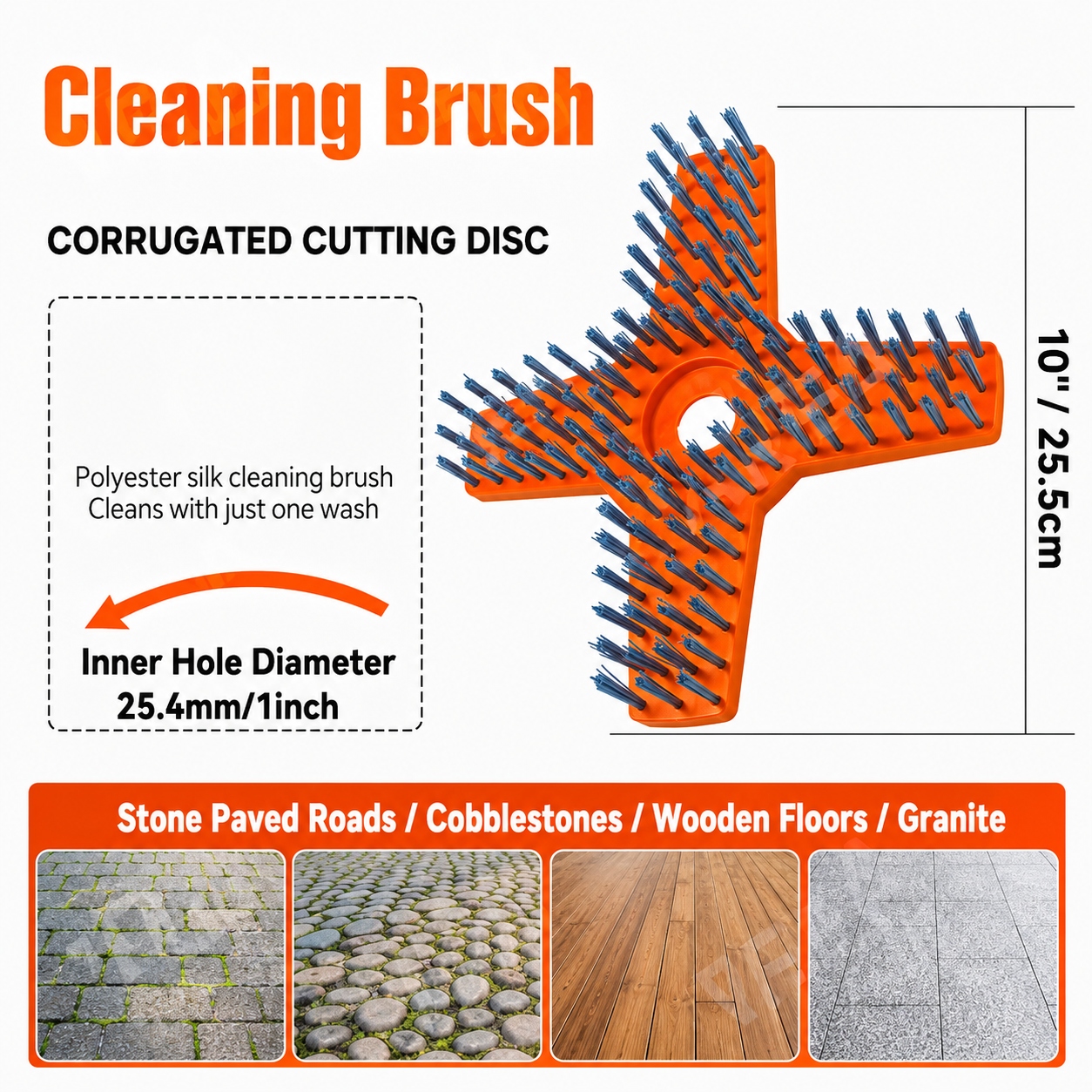 4-Tooth Nylon Cleaning Brush Head for Lawn Mowers