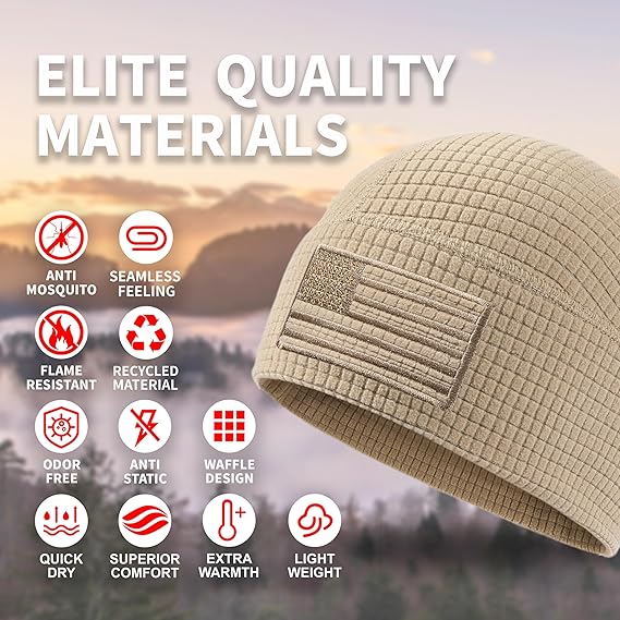 American Flag Embroidery Waffle Watch Cap