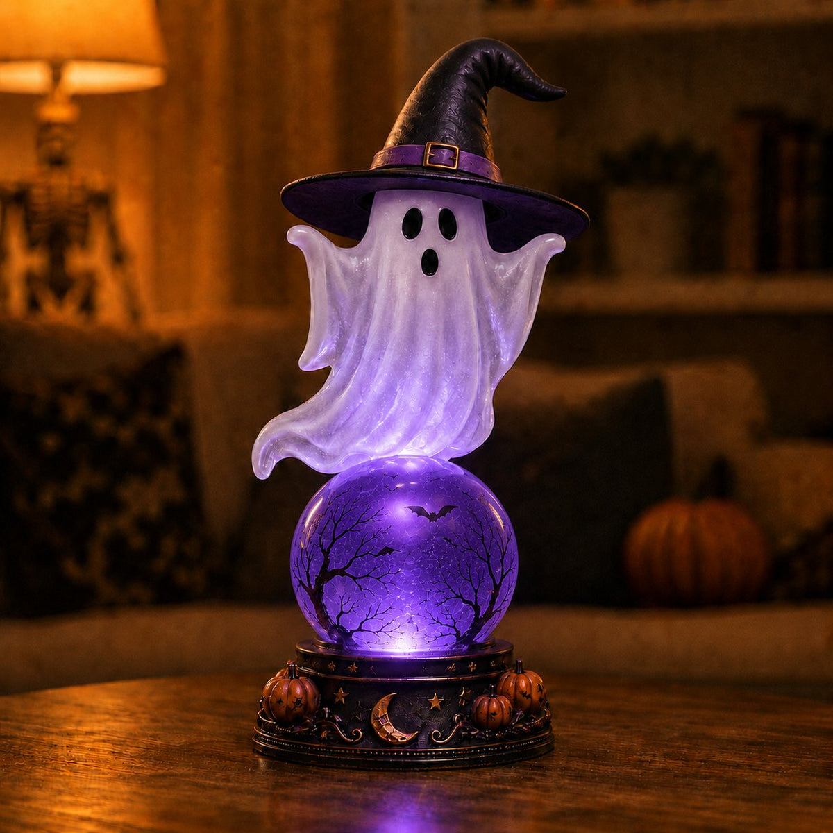 Ghost Halloween crystal ball lighted decoration, 1 piece package