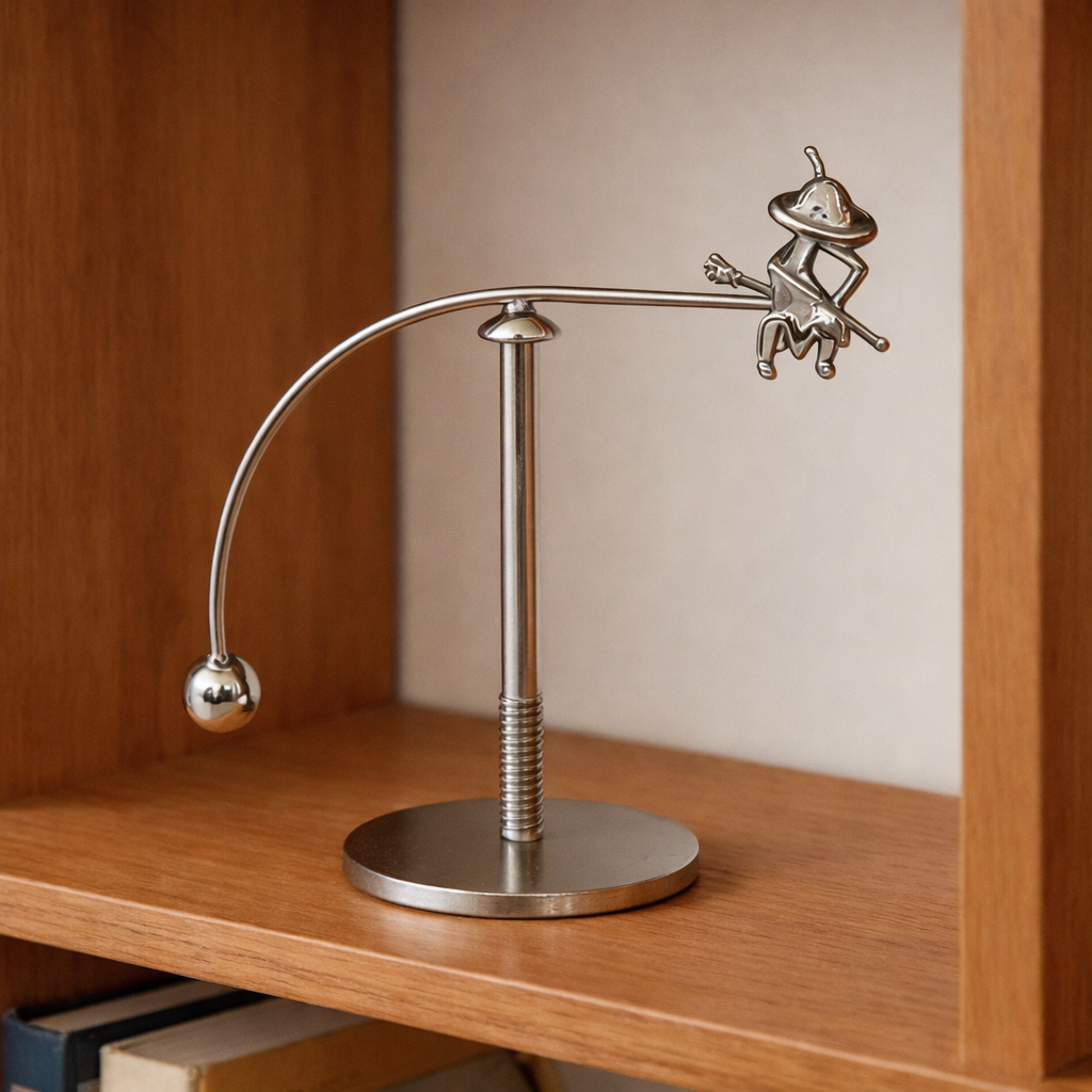 Witch Balance Ball Figurine – Gravity Defying Desktop Sculpture