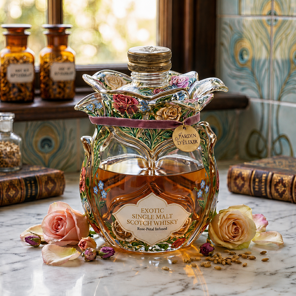 Exotic Floral Whisky Decanter – Turn Every Pour Into a Display