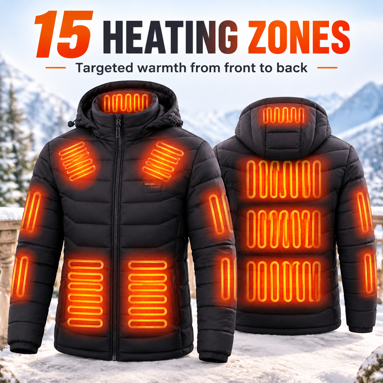 15-Zone Heated Jacket for Men & Women – Dual Controls, 3 Heat Levels