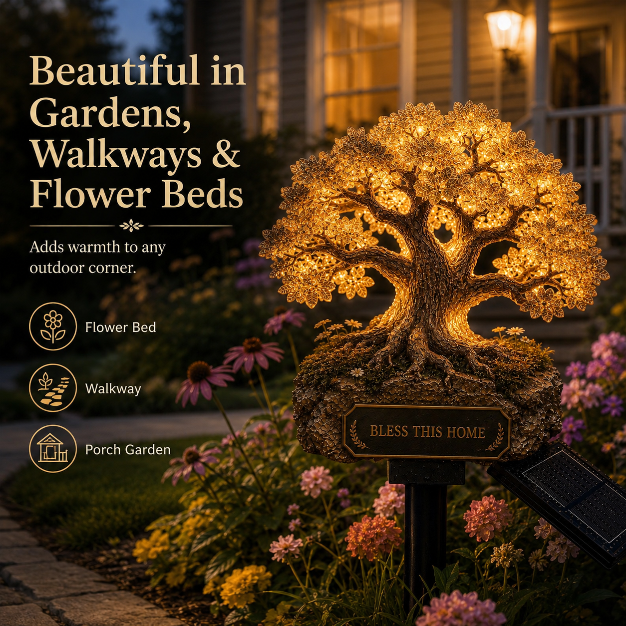 Solar Memorial Garden Light with Plaque
