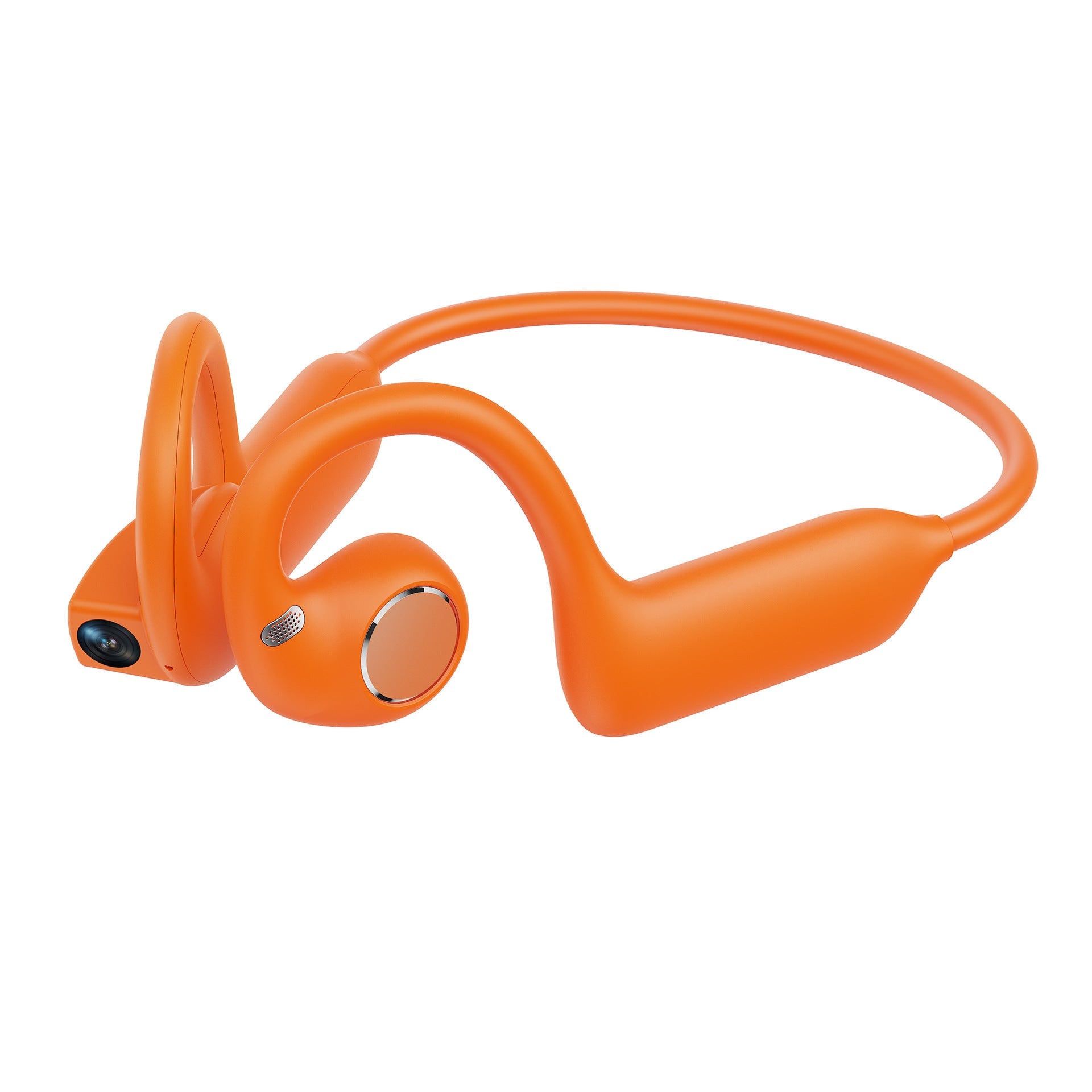 Orange 8MP smart camera open-ear headset, 1-piece package