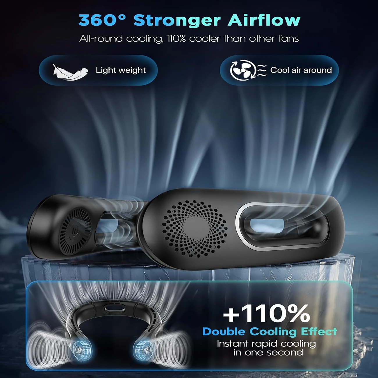 🌪️❄️Portable Neck Fan Saver Pro  – 360° Breeze Anywhere, Anytime! 🔋🎧