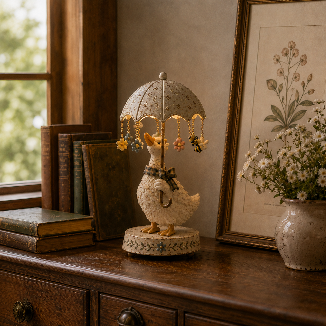 🎁Vintage Rotating Umbrella Animal Lamp