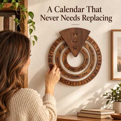 📅Vintage Wooden Perpetual Calendar – Timeless Desk Decor