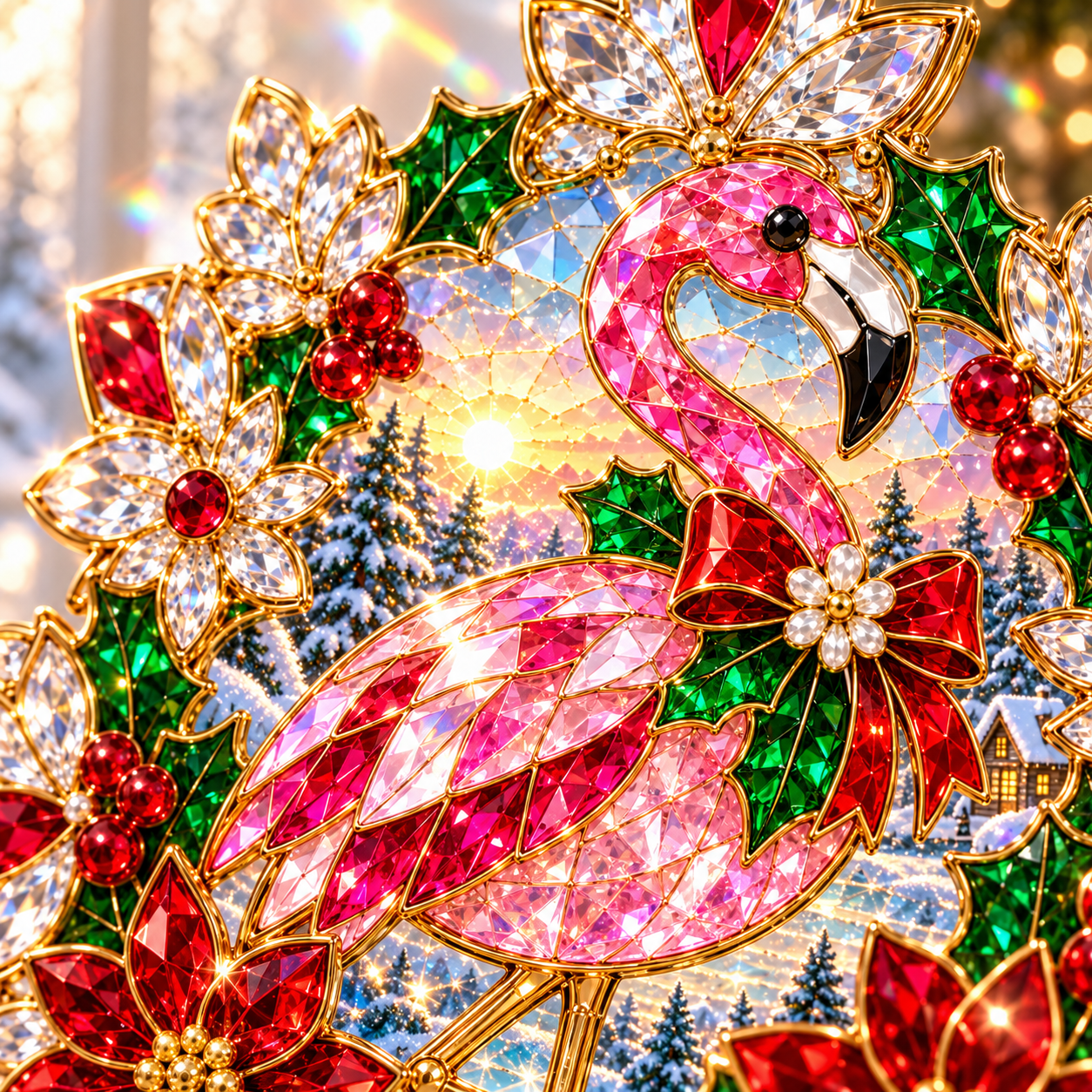 Christmas Crystal Suncatcher Ornament – Jewel-Like Holiday Window & Tree Decoration