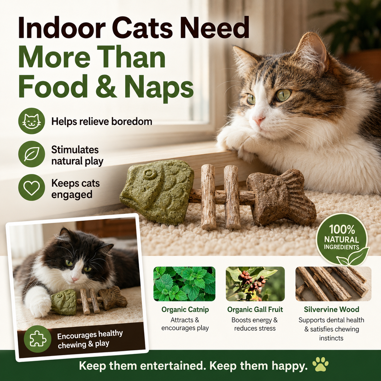 🦷🐱Natural Silvervine Dental Chew Toy for Cats-Let Your Cat Brush Their Own Teeth!