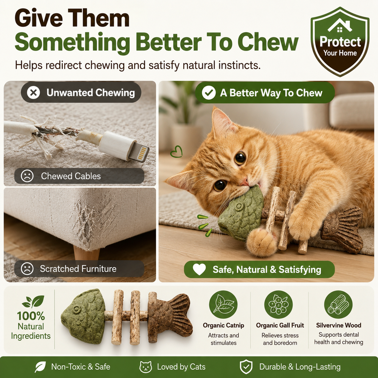 🦷🐱Natural Silvervine Dental Chew Toy for Cats-Let Your Cat Brush Their Own Teeth!
