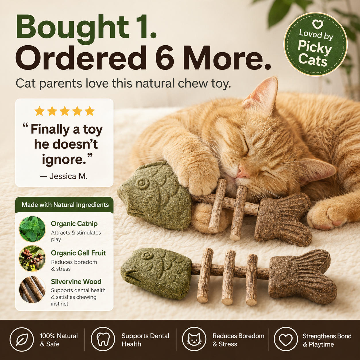 🦷🐱Natural Silvervine Dental Chew Toy for Cats-Let Your Cat Brush Their Own Teeth!