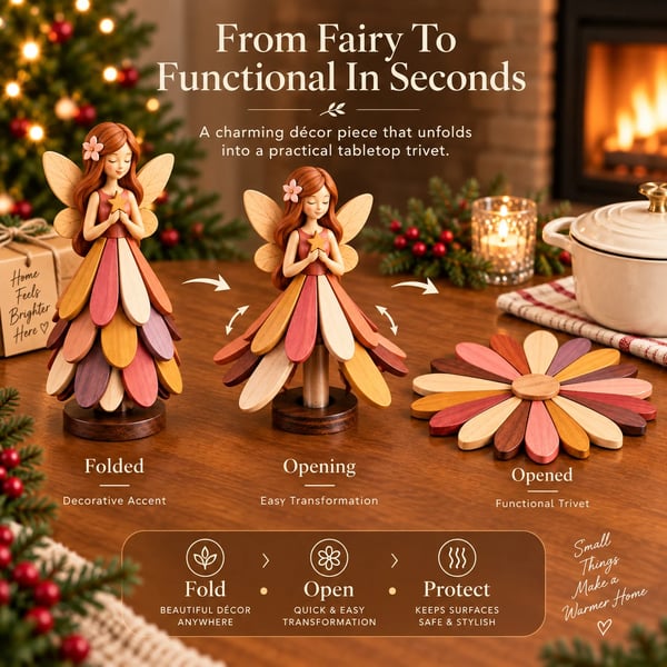 🔥 Last Day 50% OFF-🧚 Fairy Bloom Trivet – Folding Fairy Décor & Heat-Resistant Table Protector
