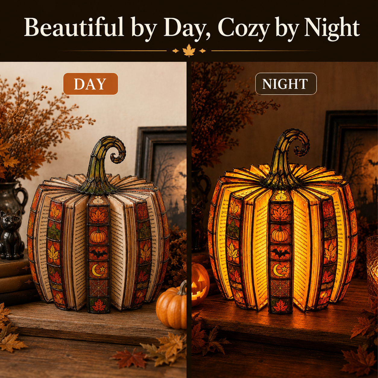 Halloween Pumpkin Book Lamp – A Cozy Fall Glow That Turns Any Corner Into a Seasonal Favorite