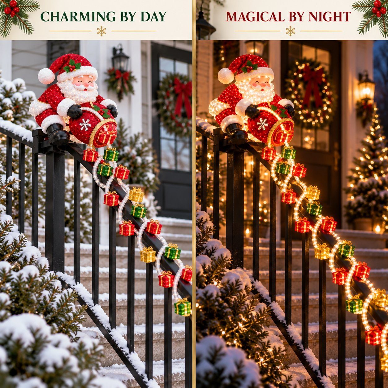 Santa Magic Gift Cascade Railing Light
