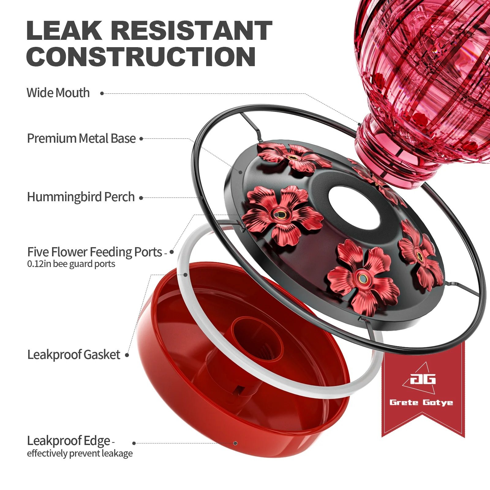 ⏰Last 4 hours Sale: Save 49%-🐦Glass Hummingbird Feeder for Outdoors Hanging