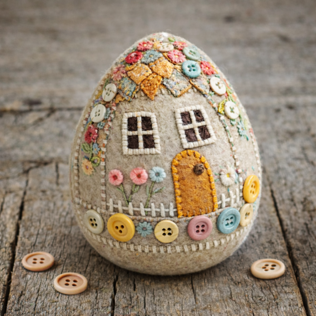 🥚 Easter Patchwork Felt Egg House DIY Kit
