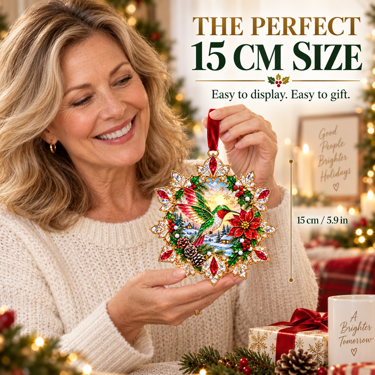 Christmas Crystal Suncatcher Ornament – Jewel-Like Holiday Window & Tree Decoration