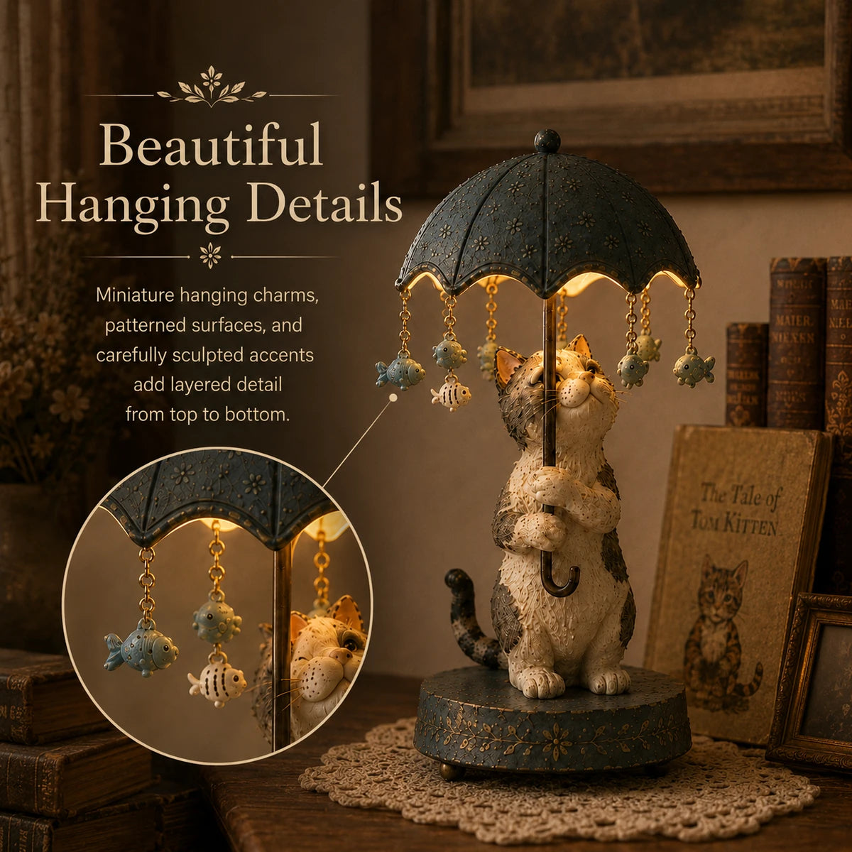 🎁Vintage Rotating Umbrella Animal Lamp