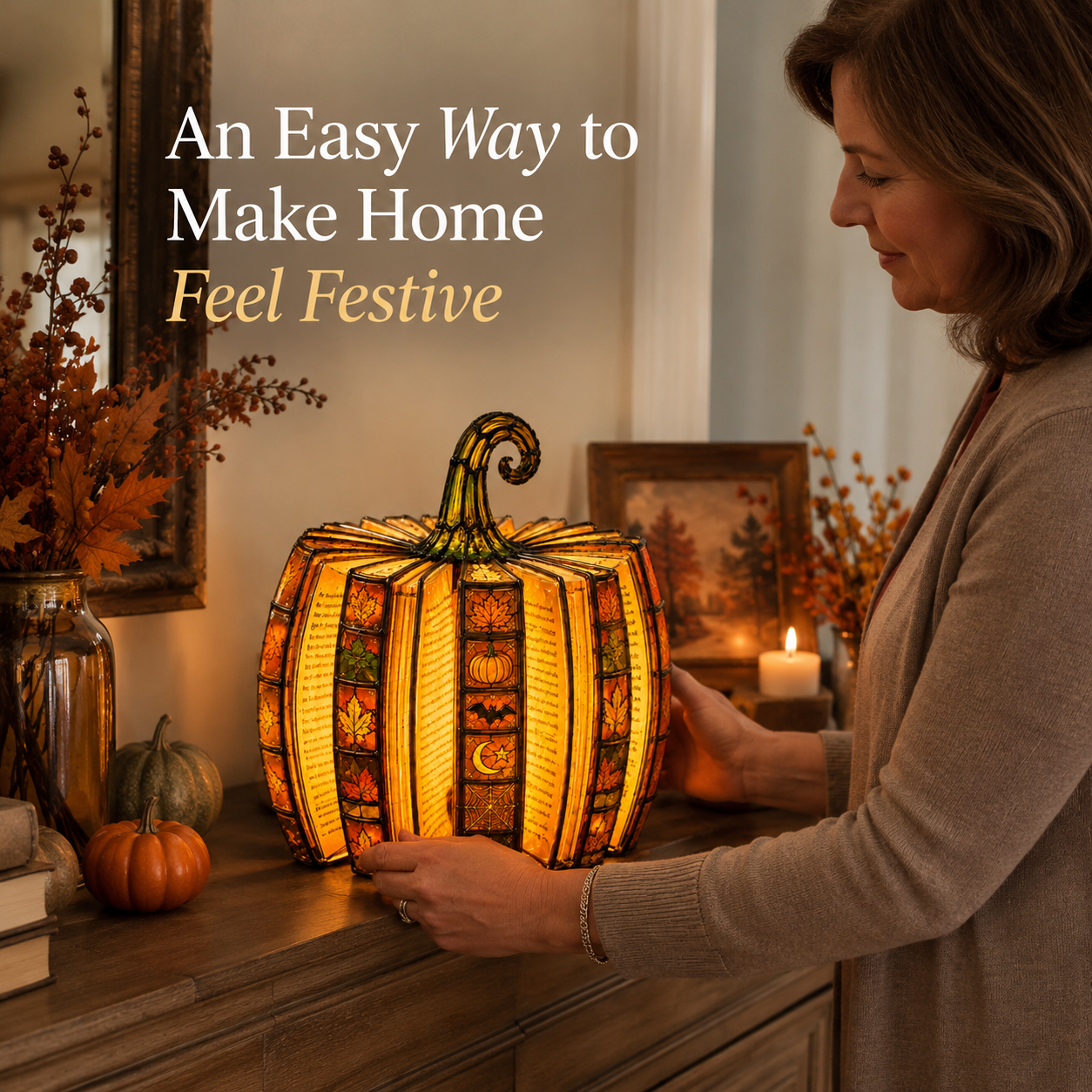 Halloween Pumpkin Book Lamp – A Cozy Fall Glow That Turns Any Corner Into a Seasonal Favorite