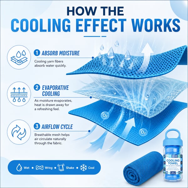 ❄️Cold Sweat Towel You Can Use Anywhere, Anytime! Reusable Soft Absorbent Cooling Portable