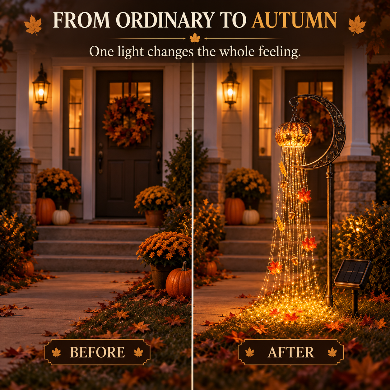 Harvest Pumpkin Solar Cascade Light