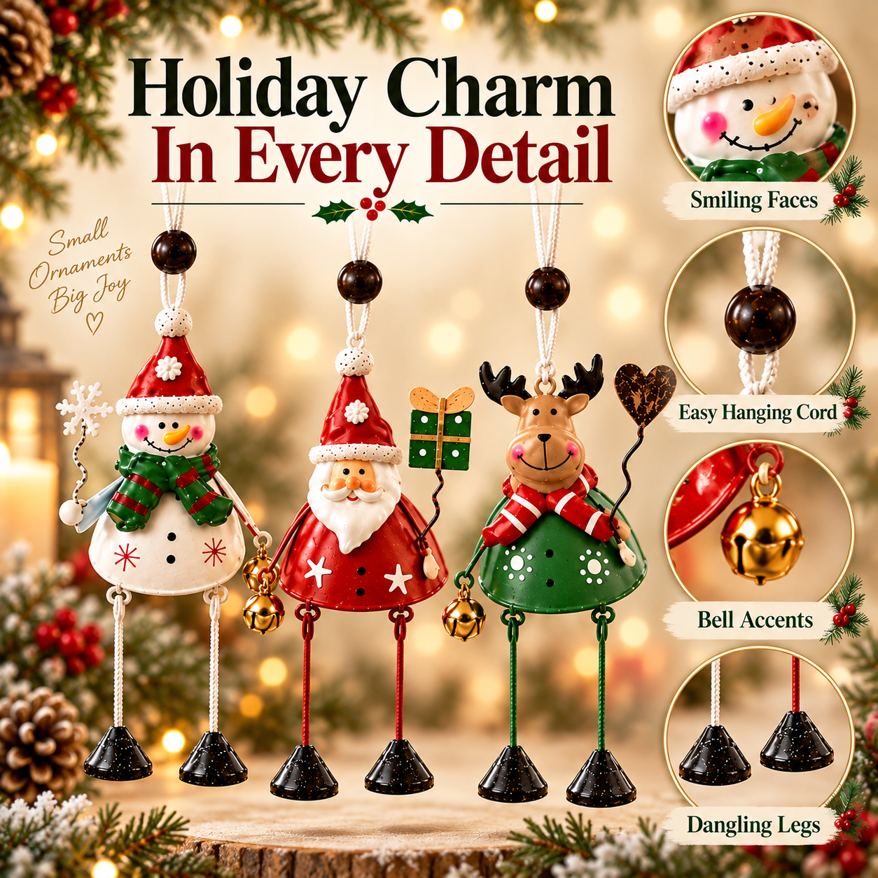 Whimsical Christmas Character Hanging Ornaments
