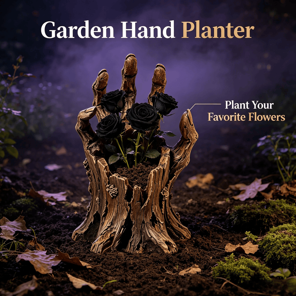 🎃Halloween Wooden Hand Garden Planter Stake – Spooky Driftwood Yard Decor for Plants & Halloween 🕸️