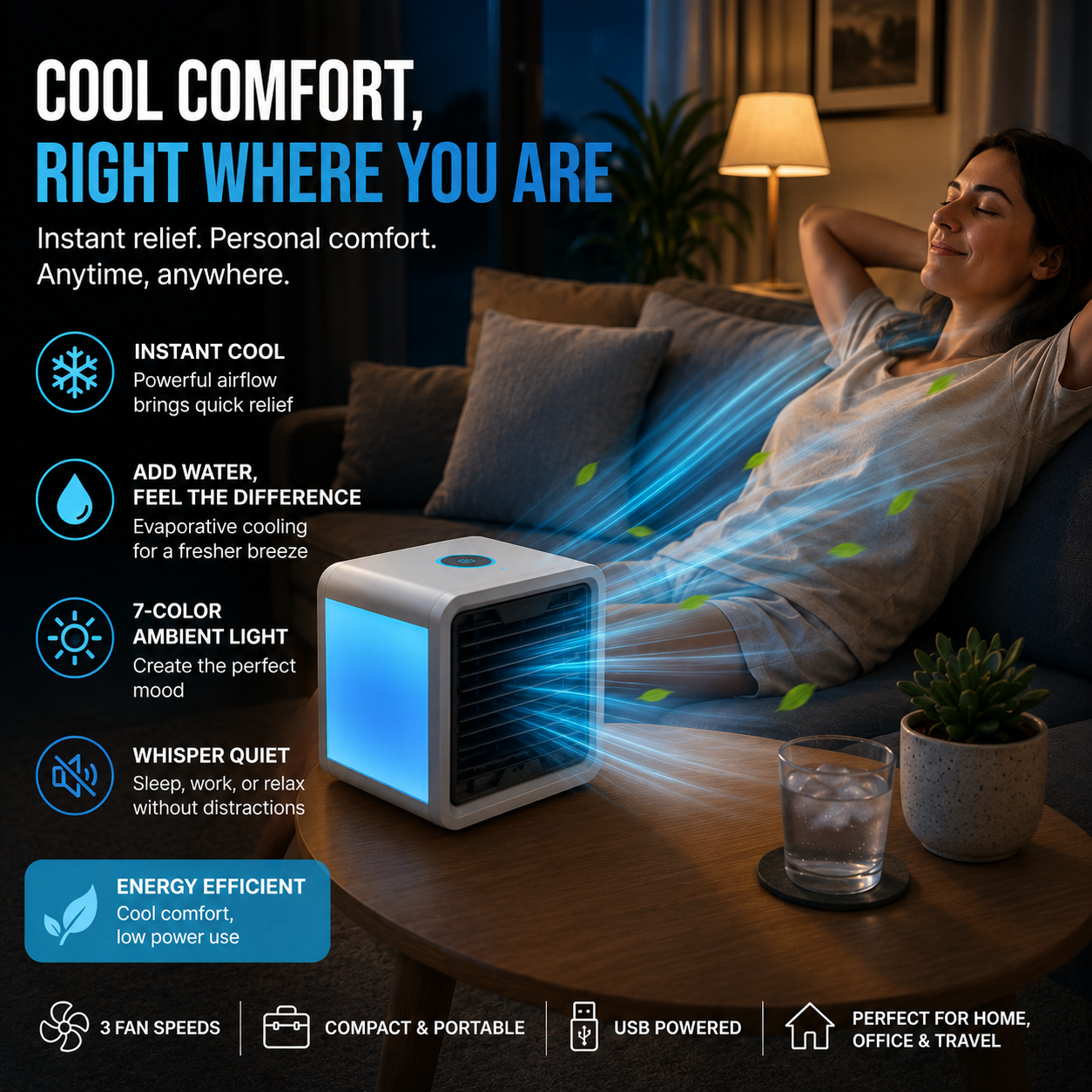 🌬️ Powerful Spray Desktop Air Cooler