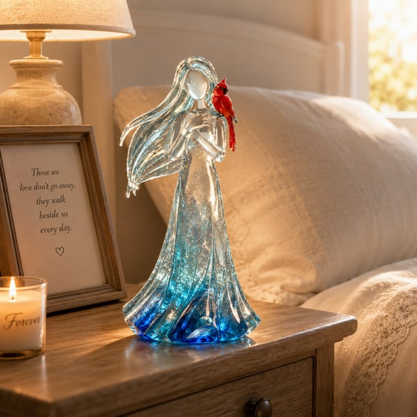 🐦Cardinal Memorial Woman Figurine
