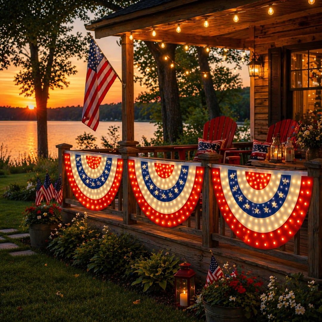 🔥2️⃣5️⃣0️⃣ Hot Sale - 3 x 6 Ft LED Patriotic Bunting Banner for America’s 250th