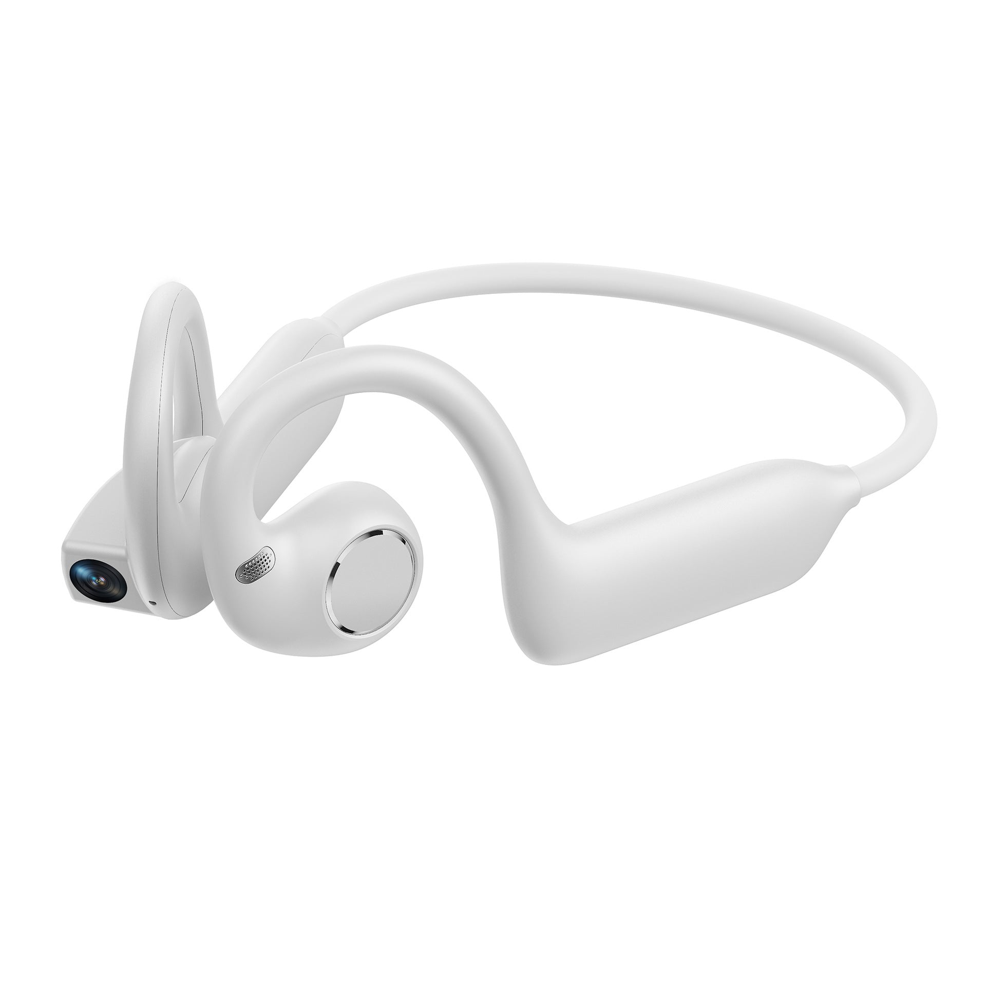 White 8MP smart camera open-ear headset, 1-piece package