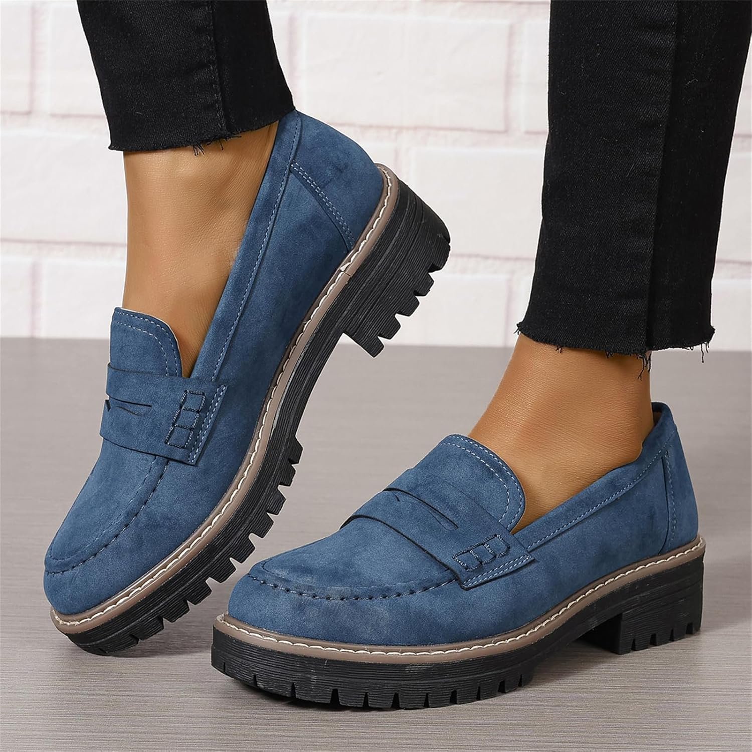 British Style Thick-Soled And Comfortable Loafers With Chunky Heels