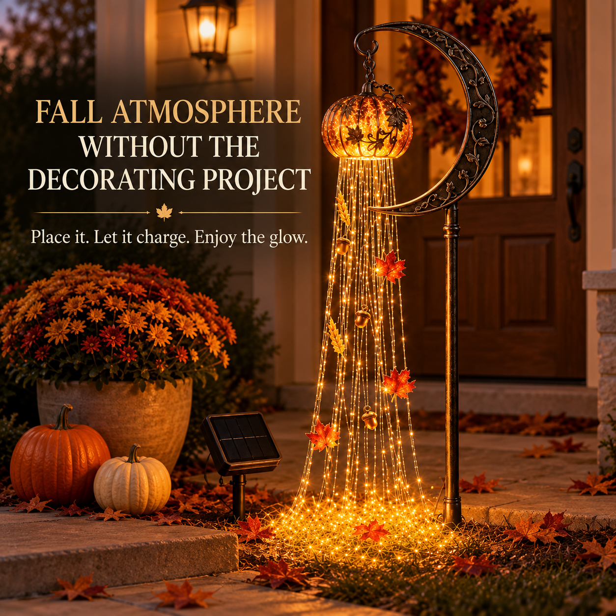 Harvest Pumpkin Solar Cascade Light