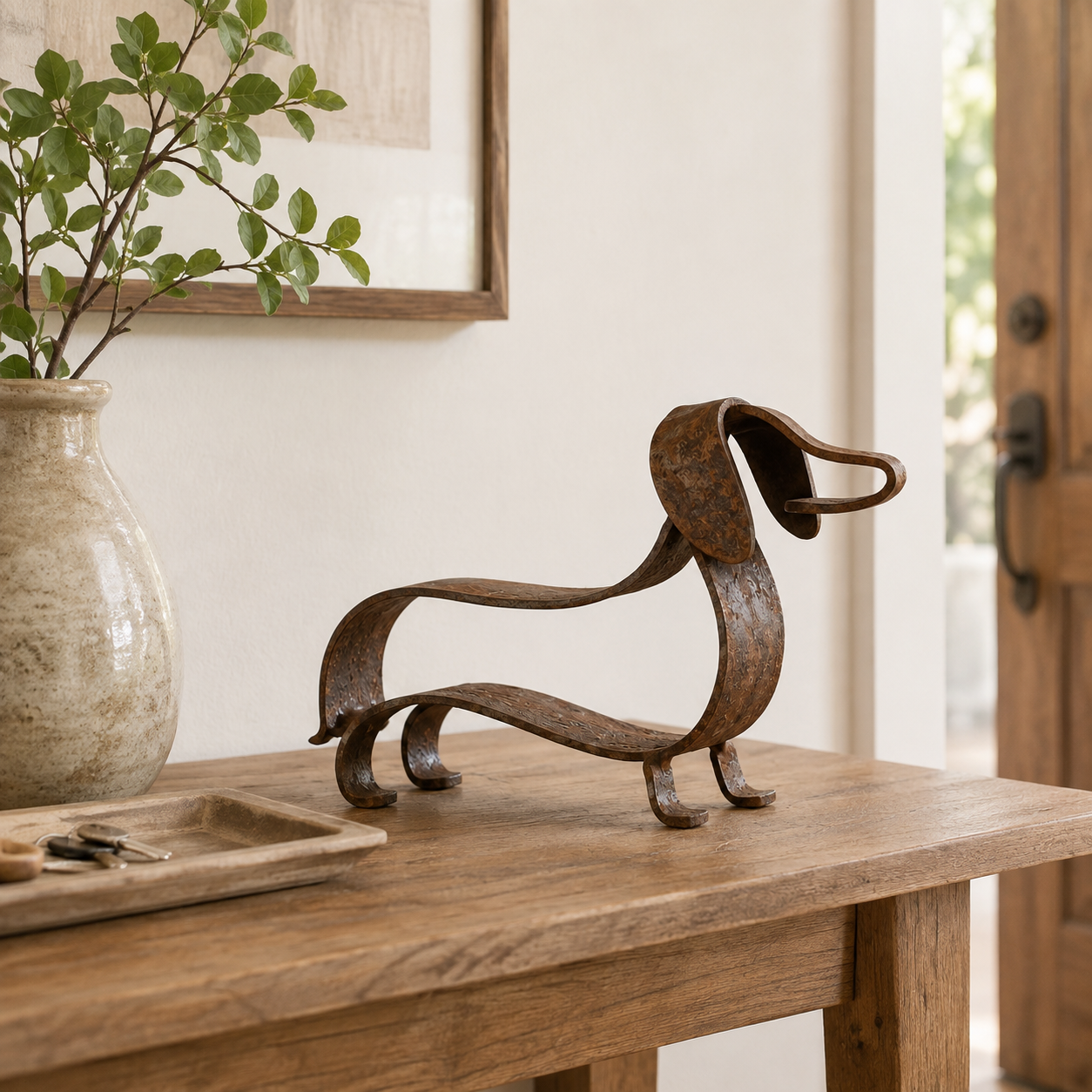 🐶🎨 Rustic Charm, Dachshund Style — Metal Sculpture for Home & Garden