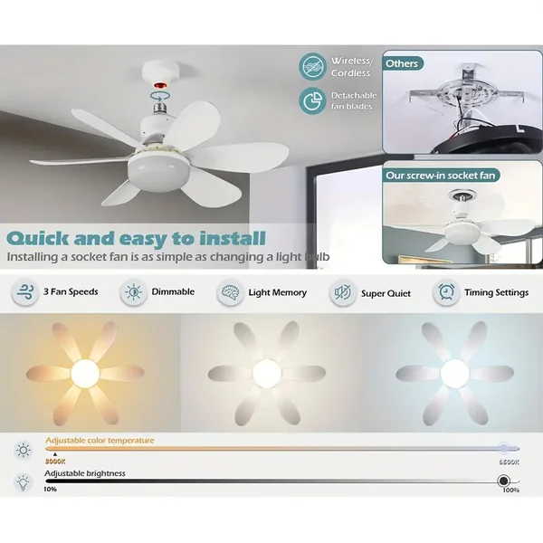 🔥Hot Sale 49% Off🔥 2-In-1 Portable Ceiling Fan & Light With Extender + Remote Control