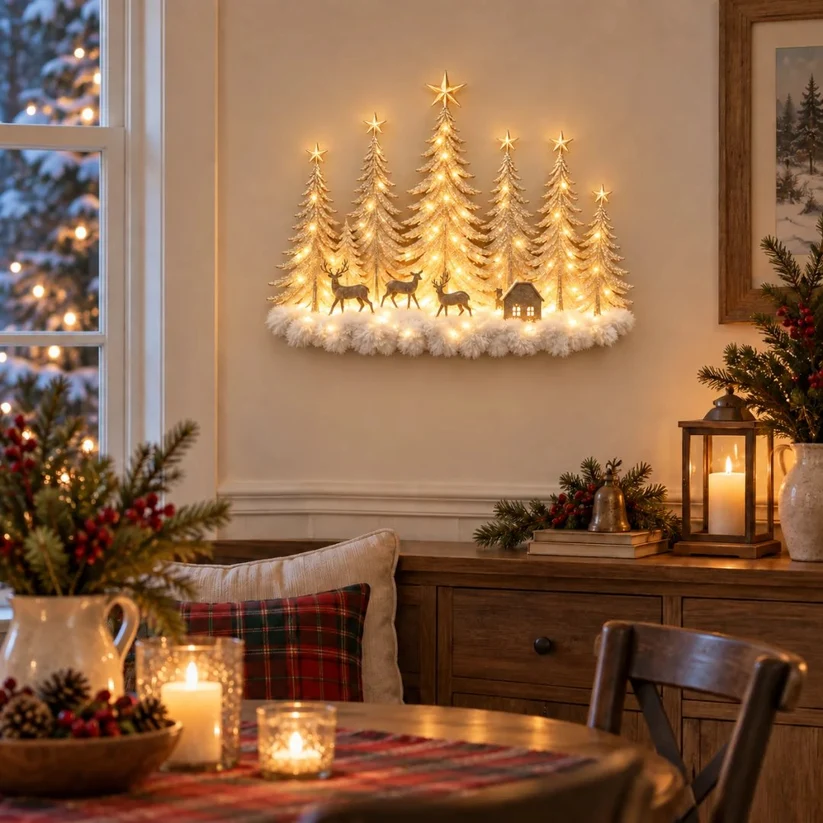 Lighted Christmas Woodland Forest Wall Decor