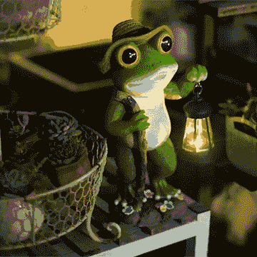 Solar Frog Garden Statue with Lantern