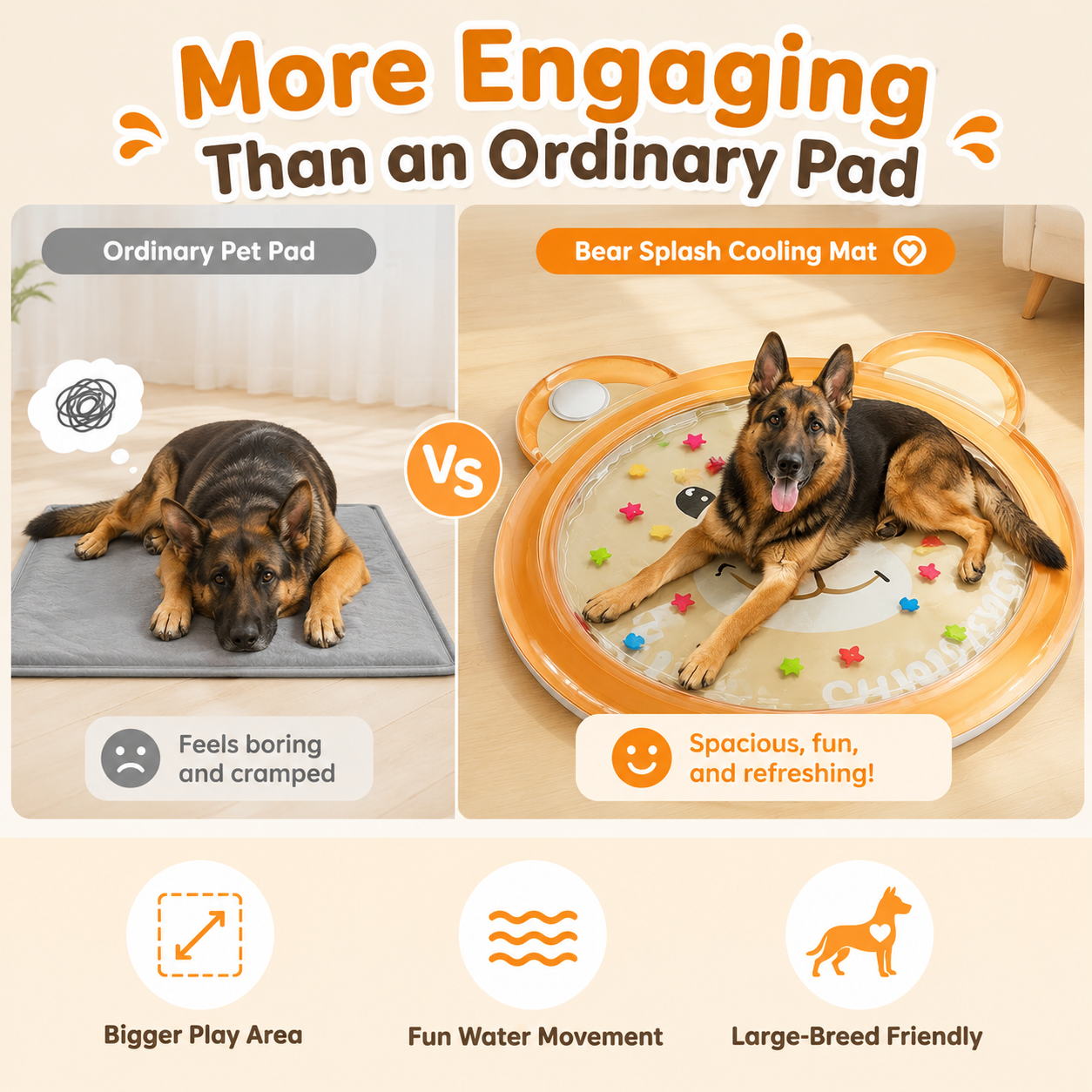 🐾 Non-Slip Cooling Splash Pet Mat – Keeps paws & bowls cool – Ideal for hot days – easy to clean, perfect for food or water spills 💧🐶✨