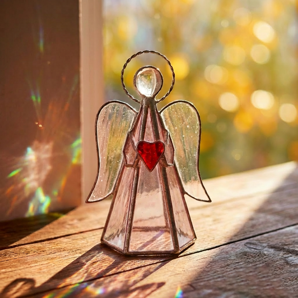 Guardian Angel Stained Glass Candle Holder  – Sunlight by Day, Warm Glow by Night