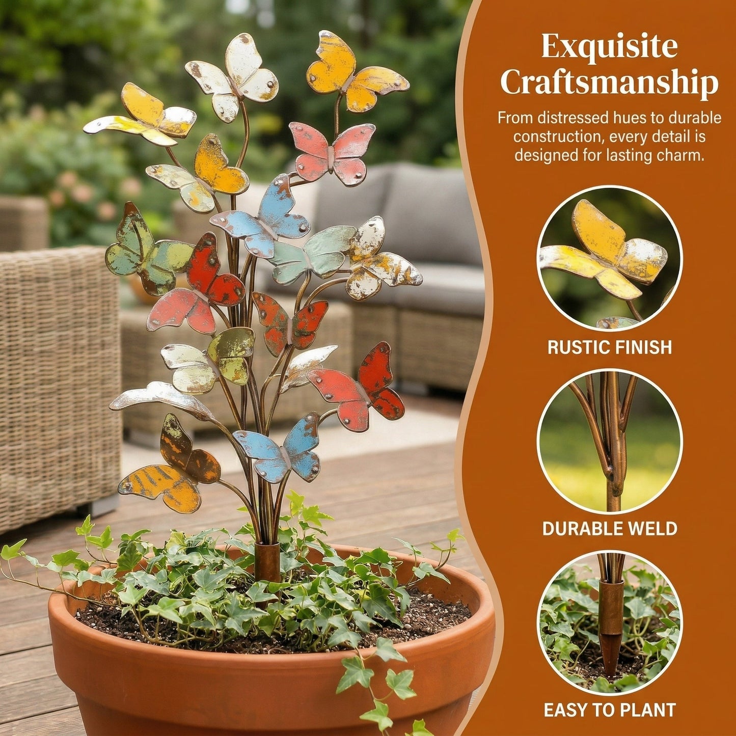 🦋 3D Multicolored Metal Butterfly Garden Stake