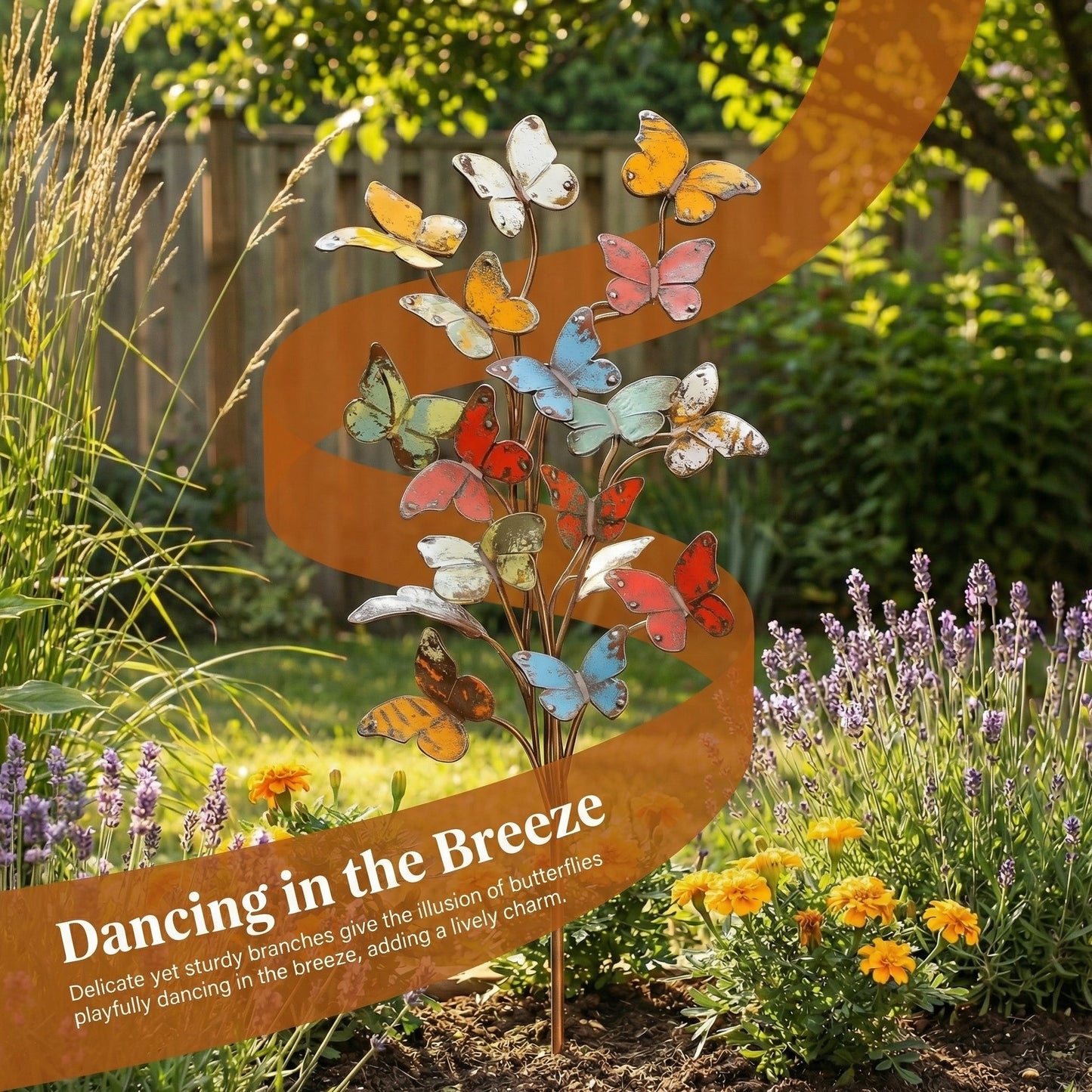 🦋 3D Multicolored Metal Butterfly Garden Stake