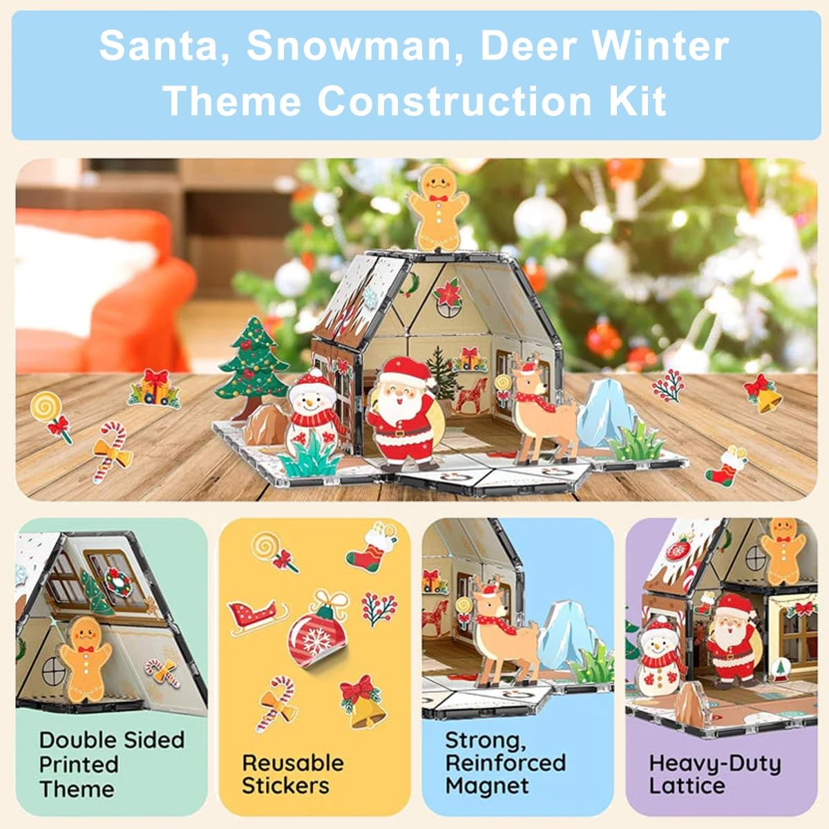 🎄 Magnetic Gingerbread House Building Set– Holiday Edition (46 Pieces) 🎅