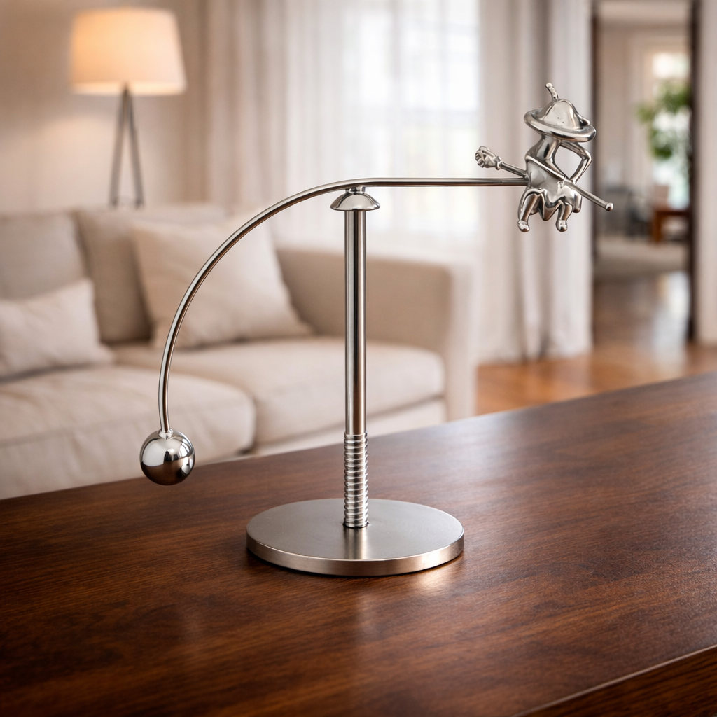 Witch Balance Ball Figurine – Gravity Defying Desktop Sculpture