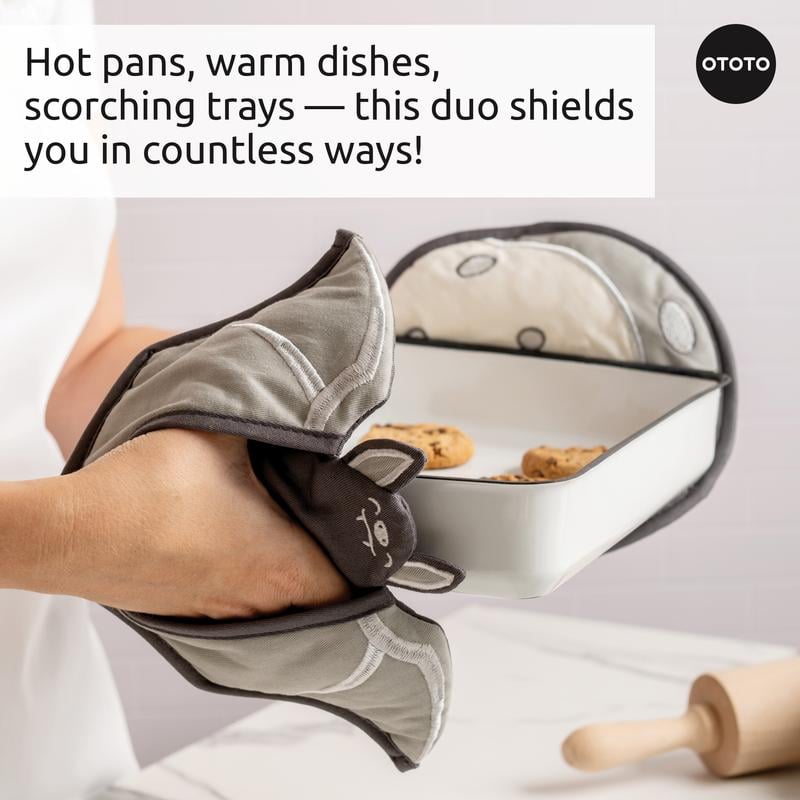 🦇OTOTO Batlicious Oven Mitts & Pot Holders Set
