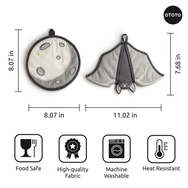🦇OTOTO Batlicious Oven Mitts & Pot Holders Set