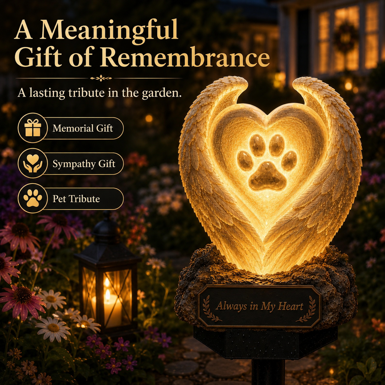 Solar Memorial Garden Light with Plaque