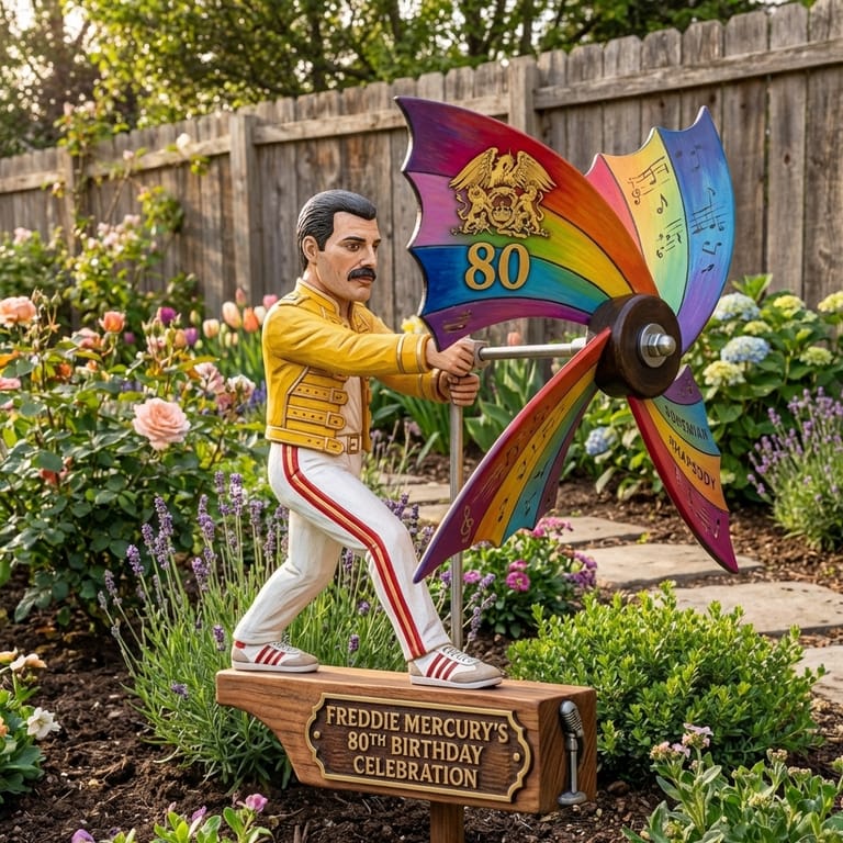 🎤Frddie Mercury 80th Birthday Celebration Garden Spinner