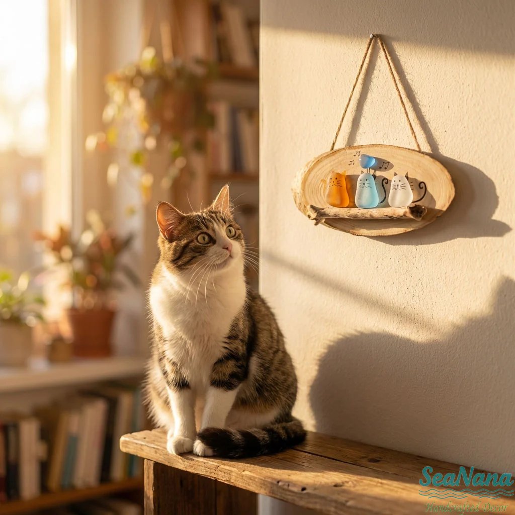 😻💕 Super Cute Sea Glass Cat Wall Hanging✨🐾