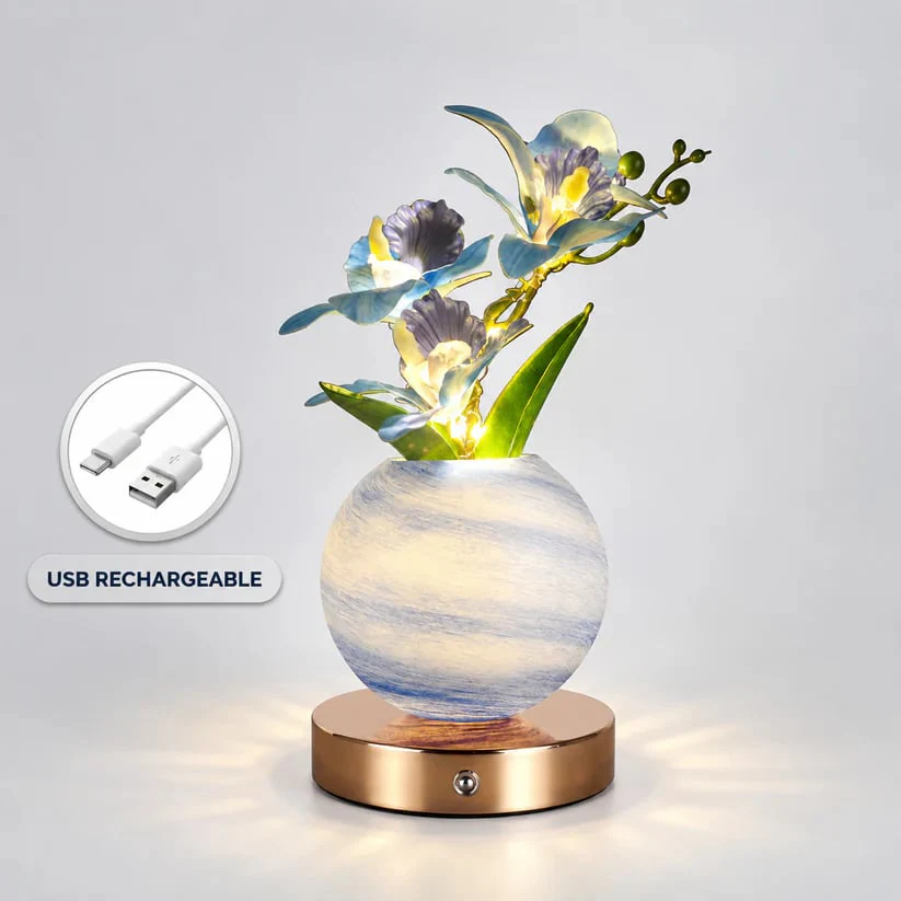🪴 LED Orchid Table Lamp | Rechargeable Floral Night Light Decor